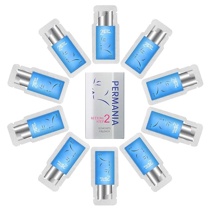 PERMANIA Lash Lift Kit,Separate Steps Products for Salon or at Home, Steps 10 Sachets of 0.8 g/0.03 oz Each Prep (STEP#2)