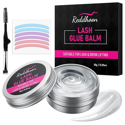 Lash Lift Glue Balm Kit, Eyelash Lift Glue Adhesive & Lash Lift Rods with Brush for Lash Lift & Brow Lamination, Strong Viscosity & Water Solubility for Eyelash Perm Kit, 0.35Oz/10G