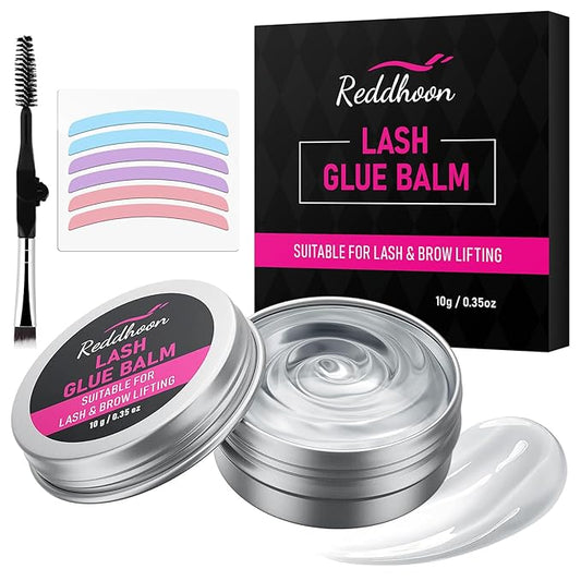 Lash Lift Glue Balm Kit, Eyelash Lift Glue Adhesive & Lash Lift Rods with Brush for Lash Lift & Brow Lamination, Strong Viscosity & Water Solubility for Eyelash Perm Kit, 0.35Oz/10G