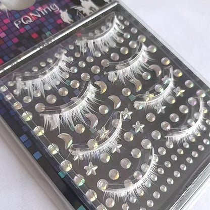 White False Eyelashes Upper and Lower Elf Lashes Set for Party, Cosplay, Costume, Masquerade (Comic white)