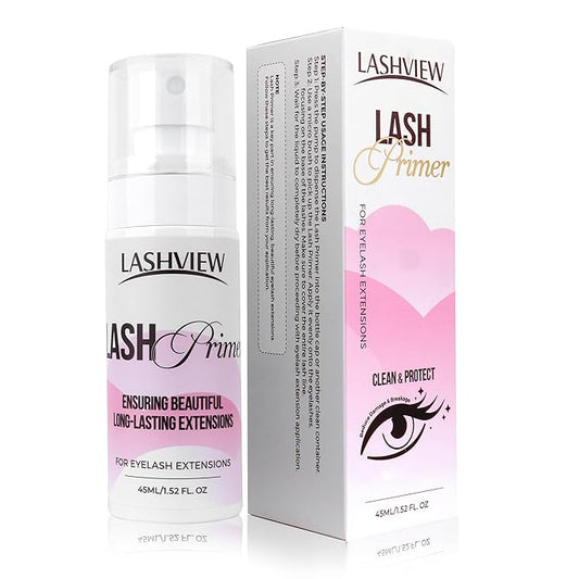LASHVIEW 2025 Update Lash Primer for Eyelash Extensions 45ml Professional Use Only Easy to Removes Proteins and Oils Increase Adhesive Bonding Power
