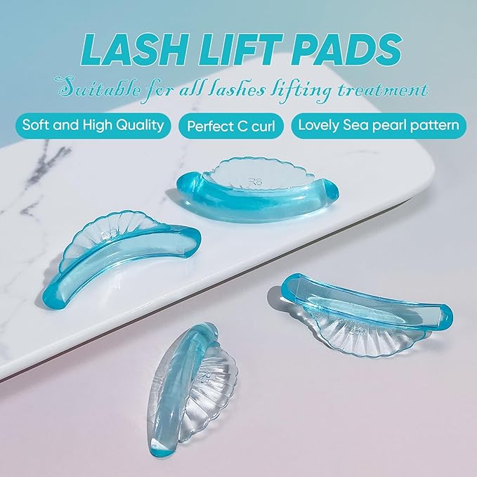 Lash Lift Pads Silicone Eyelash Lift Pads Super Sticky Soft Perfect with Lash Lift Balm Glue Reusable Lash Lifting Pads (Blue)