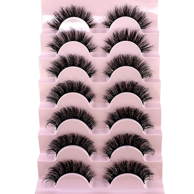 HBZGTLAD New 7 Pairs False Eyelashes Wispy Lashes Natural Look Fake Eyelashes Cat Eye Lashes Faux Mink Fluffy Strip False Lashes Pack (GT-7)