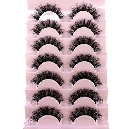 HBZGTLAD New 7 Pairs False Eyelashes Wispy Lashes Natural Look Fake Eyelashes Cat Eye Lashes Faux Mink Fluffy Strip False Lashes Pack (GT-7)
