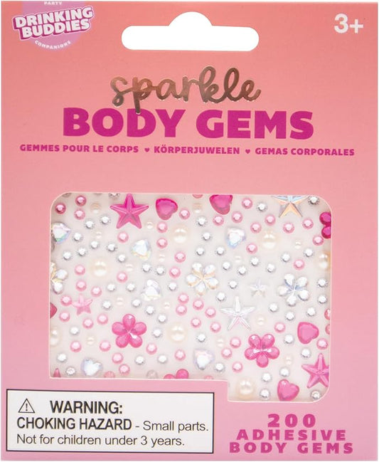 NPW I Do Crew Body Gems Sparkling Adhesive Face and Body Jewels, 200 Pieces Rhinestone Stickers for Face, Eyes, Body - Perfect for Bachelorette & Bridal Parties, Pack of 12 Body Gem Sheets