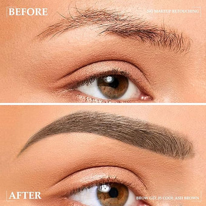 Waterproof Tinted Brow Gel Kit-Brown Tint Thickening Eyebrow Mascara Gel & Clear Setting Brow Glue, Brow Lift Fast Sculpt, Extreme Hold Eyebrow Gel Long Lasting Eye Makeup for Women