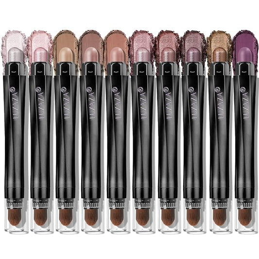 10PCS Eyeshadow Stick, Shimmer And Matte Brown Metallic Cream Eyeshadow Pencil Crayon with Smudge-proof & Waterproof, Eye Brightener Stick, Ideal Gift for Women - Cocoa Crush