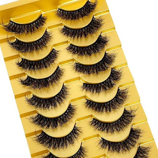 HBZGTLAD Soft Mink Eyelashes 3D Curl Winged End Eye Elongated Fake Lashes Thick Handmade Natural False Eyelash Messy Cross Lash Wholesale (6D27)
