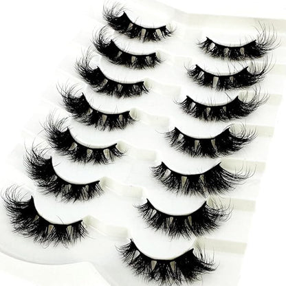 HBZGTLAD NEW 7pairs Cat eye Eyelashes 3D Natural False Lashes 5d Fluffy Soft Cross Manga Lashes Wispy Natural Eyelash Extension Makeup (L16)