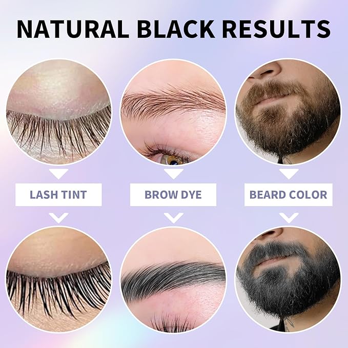 PERMANIA Lash Color Kit, Professional Natural Black Brow Color Lasts up to 4 Weeks for Newbie & Pro Kit Fast Quick Coloring (without silicone eye patch)