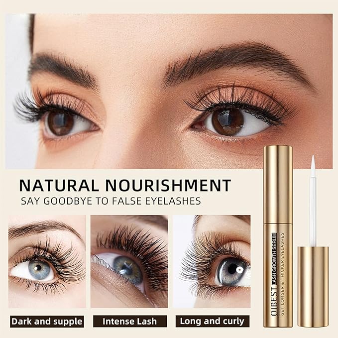 Eyelash Growth Serum for Thickness & Length, Enhances Lash Extensions, Also Promotes Brow Growth