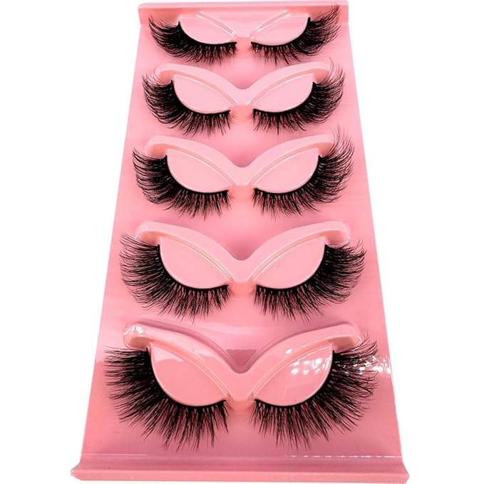HBZGTLAD New 3D Cat-Eye Mink Eyelashes Curled Winged Natural Realistic Messy End Eye Elongated Thick False Eyelashes Soft Fake Eyelashes (V9)