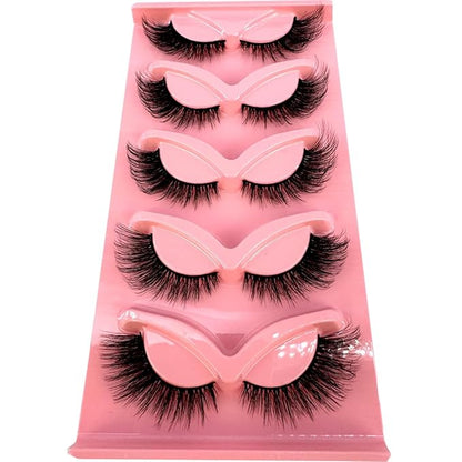 HBZGTLAD New 3D Cat-Eye Mink Eyelashes Curled Winged Natural Realistic Messy End Eye Elongated Thick False Eyelashes Soft Fake Eyelashes (V9)