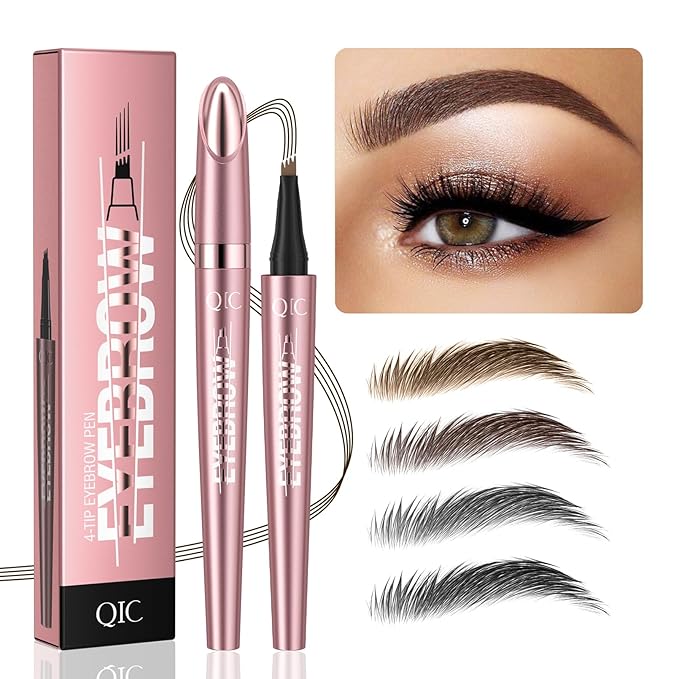 3D Waterproof Microblading Eyebrow Pen,Micro 4 Point Eyebrow Pencil for Women Brown, Long-lasting Natural Smudge-proof Precision Magical Microblade Brow pen (2# Dark Browm)