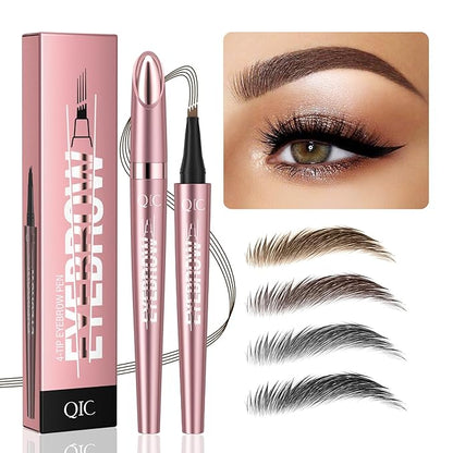 3D Waterproof Microblading Eyebrow Pen,Micro 4 Point Eyebrow Pencil for Women Brown, Long-lasting Natural Smudge-proof Precision Magical Microblade Brow pen (2# Dark Browm)