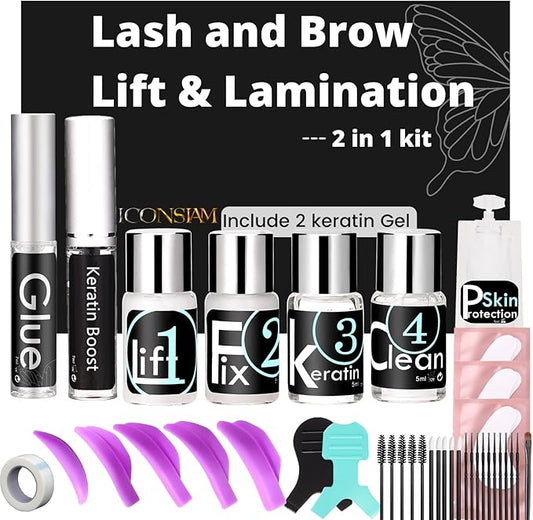 Eyelash Lift and Eyebrow Lamination 2 in 1 Kit Easy DIY 5 Minutes Curl Eyelash Lift Long-Lasting a Month Professional Make Lash and Brow More Volume 6 Weeks