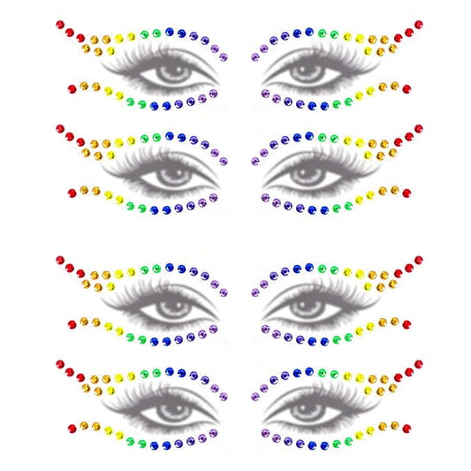 Wehhbtye 4 Sets Rainbow Face Gems, Self Adhesive Pride Festival Face Jewels Sticker, Colorful Crystal Eyeliner Jewels for LGBT Makeup Costume Party Accessories Craft DIY Decorations