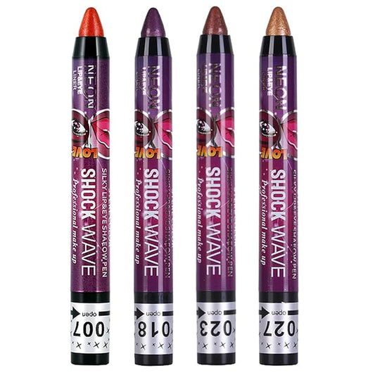 Vtrem 4 Colors Orange Purple Brown Coffee Shimmer Glitter Eyeshadow Pen Lip Pen 2-in-1 Lying Silkworm Highlighter Eye Shadow Pen Waterproof Long Lasting Eye Shadow Set Pen Eyeliner Kit