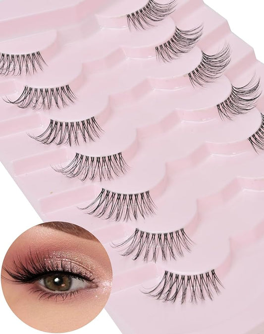 Wispy Half Lashes - Natural Corner Lashes 3/4 False Eyelashes Clear Band W07