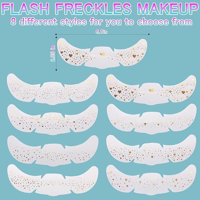 8 Counts Glitter Freckles, Face Glitter Makeup Speckles for Women Girls Festivals, Concerts, Parties, Rave Accessories