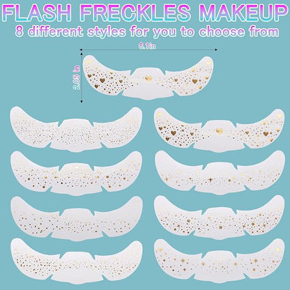 8 Counts Glitter Freckles, Face Glitter Makeup Speckles for Women Girls Festivals, Concerts, Parties, Rave Accessories