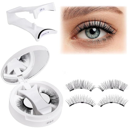 Magnetic Eyelashes with Applicator Kit, Magnetic Lashes without Eyeliner,Glue-free False Lashes, Complete Travel-Ready Kit,Suit for Natural Makeup Black Faux Cils