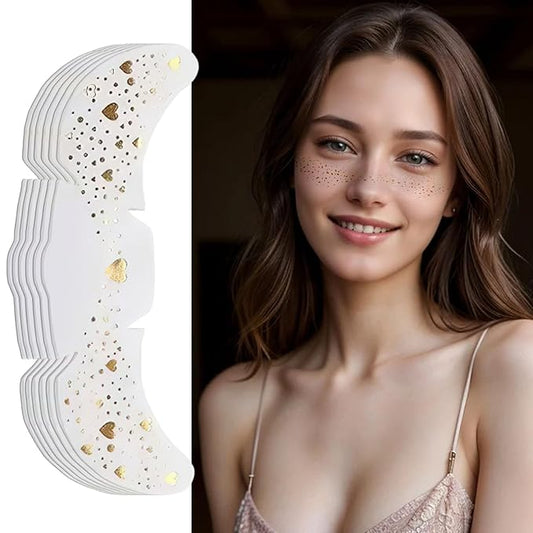 6 PCS Gold Freckles Temporary Face Tattoo, Gold Face Glitter Makeup Patches, Sweatproof Waterproof Face Freckles Accessories for Women Girls