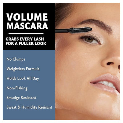 Ultra Voluminizing Intense Effect, Black Mascara for Extra-Volume, Waterproof & Long Lasting Formula, Clump Resistant Wand, 11X More Volume, Up to 48 Hrs Long Wear, Paraben Free. 1 Count