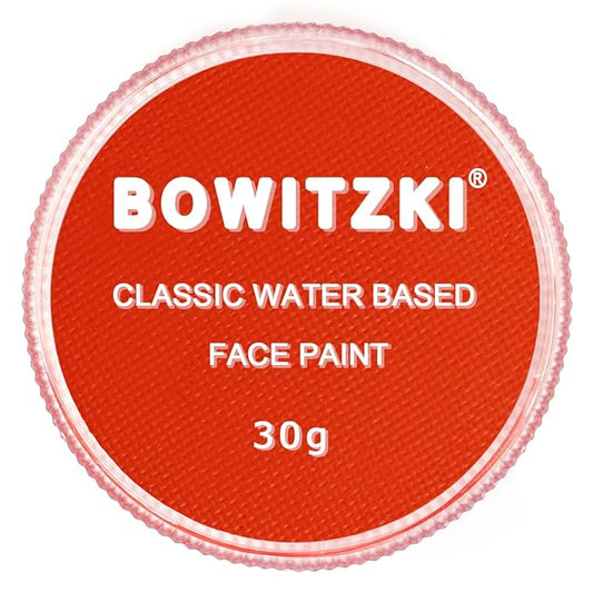 Bowitzki 30g Professional Face Paint Body Paint Water Based Face painting Makeup Safe for Kids and Adults Split Cake Single Color Halloween Christmas Party- Orange