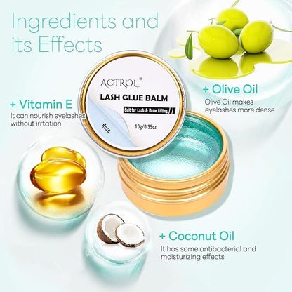 Lash Lift Glue Balm Eyelash Lifting Perm Rose Strong Hold Lash&Brow Perm Glue Balm Brow Adhesive Powerful Sticky Brow Lamination 0.35Oz/10G