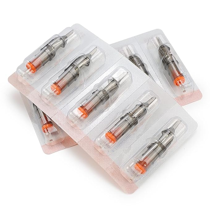 TATELF 50pcs Professional Disposable Tattoo Cartridge Needles Round Shader Mixed 3RS 5RS 7RS 9RS 11RS for Tattoo Pen Rotary Machine Kit Tattoo Supplies(RS)