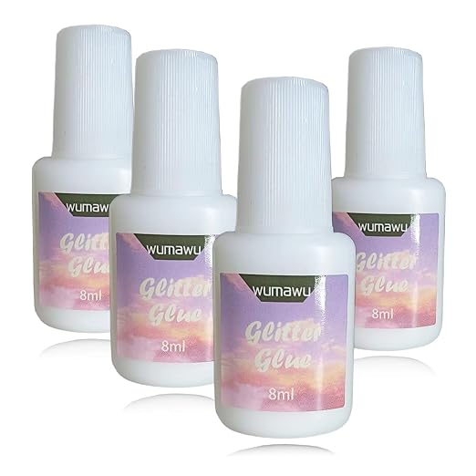 Temporary Tattoo Glue - wumawu 8ml Glitter Glue Brush Bottle, Water Soluble Body Painting Glue, Ideal for Halloween, Carnival, Birthday Party, Theme Party, Costume Events & Makeup Artists (4Pcs)…