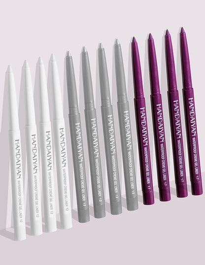 4PCS Shimmer Silver Pencil, Eye Liner Pencils, Waterproof Eyeliner Pencil & Smudge Proof Long-lasting, Eye Shadow, High-Pigmented Colorful, Retractable