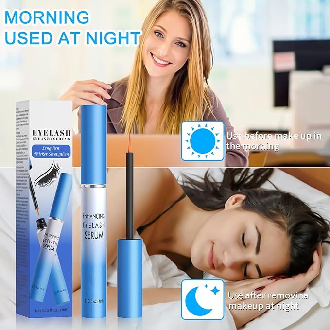 Lash Serum, Rapid Eyelash Growth Serum, Eyelash Serum for Eyelash Growth Thickness, Stronger, Healthier Lashes & Brows, Longer, Fuller, and Thicker Lashes, Vegan & Cruelty-Free (Light Blue 4ML)