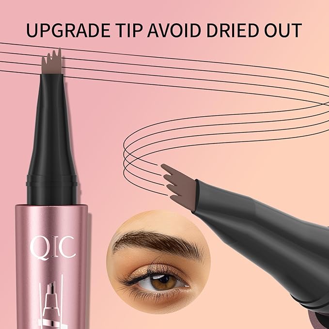 3D Waterproof Microblading Eyebrow Pen,Micro 4 Point Eyebrow Pencil for Women Brown, Long-lasting Natural Smudge-proof Precision Magical Microblade Brow pen (2# Dark Browm)