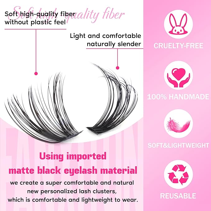 FANXITON Lash Clusters 280 Pcs Wispy Lash Clusters D 8-16 MM Mix Natural Eyelash Clusters 40D Individual Eyelash DIY Lash Extensions at Home(40D)