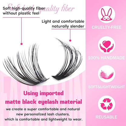 FANXITON Lash Clusters 280 Pcs Wispy Lash Clusters D 8-16 MM Mix Natural Eyelash Clusters 40D Individual Eyelash DIY Lash Extensions at Home(40D)