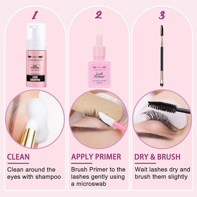 Lash Primer for Eyelash Extensions, 15ML Eyelash Primer, Lash Extension Primer Pre-Treatment Protein Clean Natural Lashes Increase Glue Bonding Retention Special Dropper (Clear, 15ml)