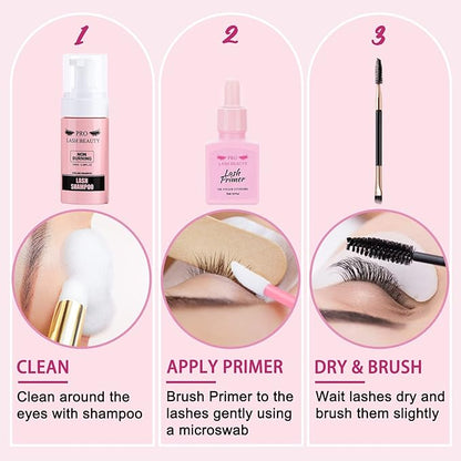 Lash Primer for Eyelash Extensions, 15ML Eyelash Primer, Lash Extension Primer Pre-Treatment Protein Clean Natural Lashes Increase Glue Bonding Retention Special Dropper (Clear, 15ml)