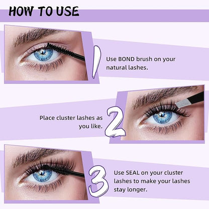 B&Q LASH Lash Seal 10ml Overnighter Lash Sealer for Cluster Lashes Waterproof Lash Sealant for Eyelash Extension Lash Extension Sealant Long Lasting Lock the Lash Bond (Black Seal 10ml)