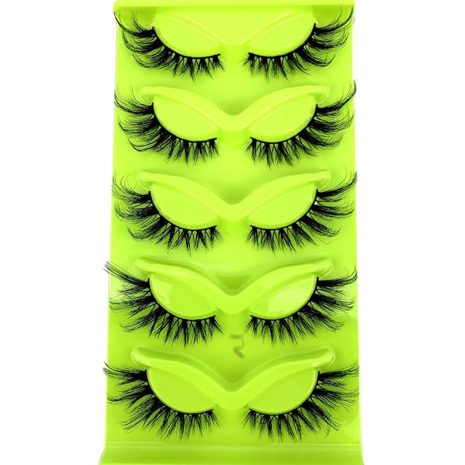 HBZGTLAD New 3D Cat-Eye Mink Eyelashes Curled Winged Natural Realistic Messy End Eye Elongated Thick False Eyelashes Soft Fake Eyelashes (MF-5)