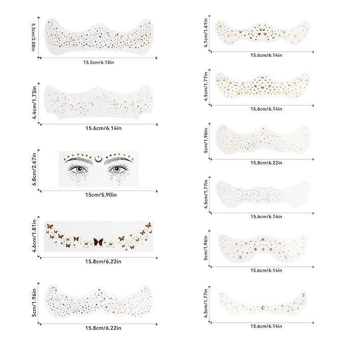 Glitter Freckles Face Tattoo, 12PCS Face Glitter Speckles Patches, Sparkle Makeup Patches for Women, Festival Rave Accessories