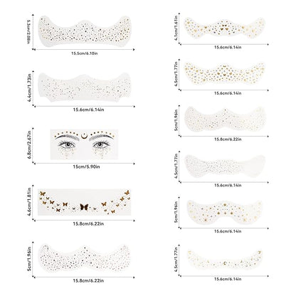 Glitter Freckles Face Tattoo, 12PCS Face Glitter Speckles Patches, Sparkle Makeup Patches for Women, Festival Rave Accessories
