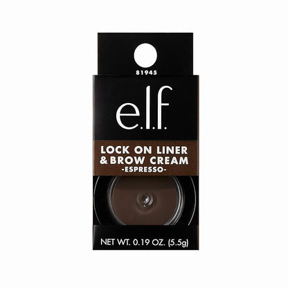 e.l.f. Lock On Liner And Brow Cream, Lines Eyes & Defines Eyebrows, Espresso, 0.19 Oz (5g)