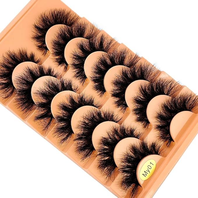 HBZGTLAD NEW 7pairs Cat eye Eyelashes 3D Natural False Lashes 5d Fluffy Soft Cross Manga Lashes Wispy Natural Eyelash Extension Makeup (MY-01)