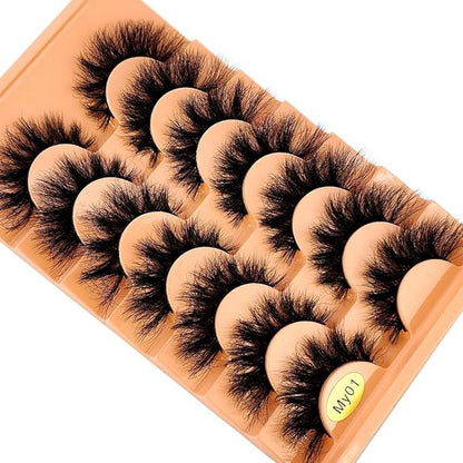 HBZGTLAD NEW 7pairs Cat eye Eyelashes 3D Natural False Lashes 5d Fluffy Soft Cross Manga Lashes Wispy Natural Eyelash Extension Makeup (MY-01)