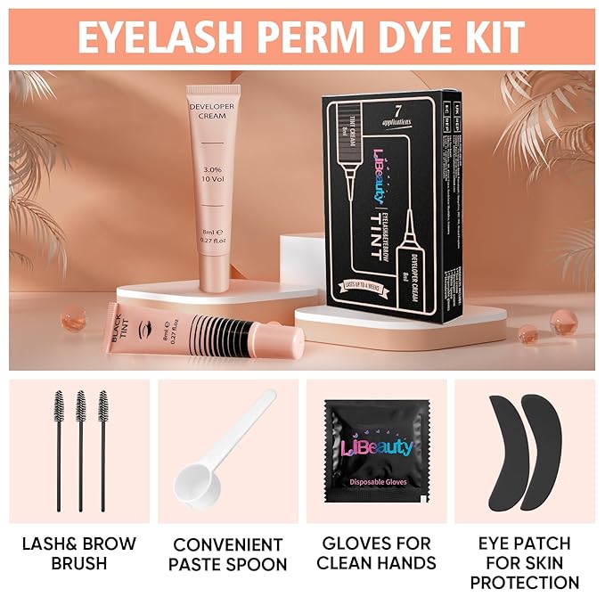Libeauty Eyelash Color Kit, Instant Black Color Kit for Hair Lasts Up 4 Weeks with Reusable eye patches Lash Colour Kit Suitable For DIY At Home Or Salon