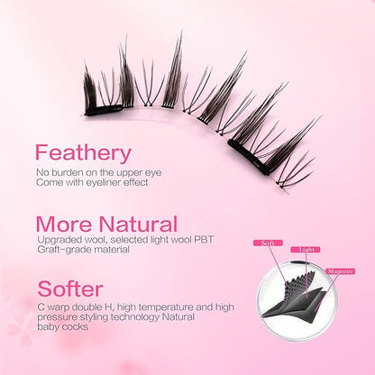 Reusable Magnetic Lashes Natural Look Magnetic Eyelashes without Eyeliner No Glue Needed False Eyelashes Magnetic Lashes Kit with Applicator