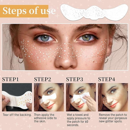 Glitter Freckles Face Tattoo, Glitter Freckles,Sparkle Freckle Temporary Tattoo, Glow Up Makeup Patches,Festival Birthday Shimmer Party Supplies, Cute Glitter Makeup Accessories (Silver Style2)