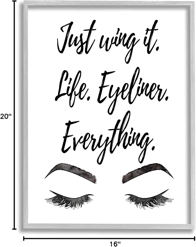 Stupell Industries Just Wing It Eyeliner Makeup Phrase Framed Giclee Art, Design by Amanda Greenwood